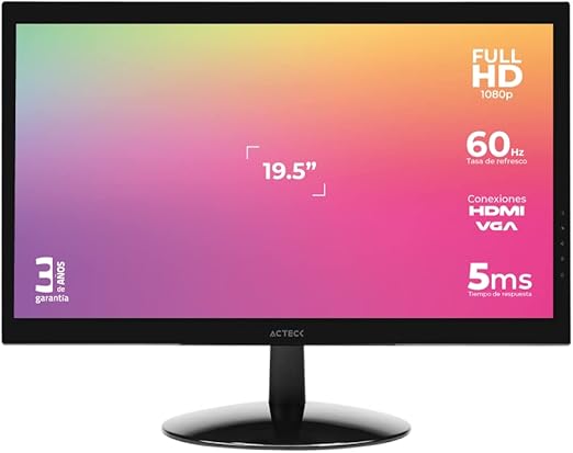 MONITOR ACTECK DE 19.5 PULGADAS COLOR NEGRO